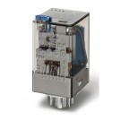 Releu de uz general, 11 pini, 24Vc.c., 3C, 10A, cu buton de proba blocabil+ indicator mecanic+ LED